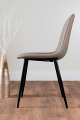 Carson White Marble Effect Dining Table & 4 Corona Black Leg Chairs - beige-corona-black--leg-modern-leather-dining-chair-3.jpg