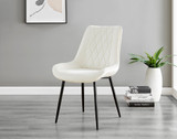 Carson White Marble Effect Square Dining Table & 2 Pesaro Black Leg Chairs - Pesaro-Black-cream-dining-chair (1).jpg