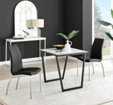 Carson White Marble Effect Square Dining Table & 2 Isco Chairs - carson-2-seat-80cm-square-dining-table-2-black-leather-isco-chairs-set.jpg