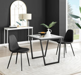 Carson White Marble Effect Square Dining Table & 2 Corona Black Leg Chairs - carson-2-seat-80cm-square-dining-table-2-black-leather-corona-black-chairs-set.jpg