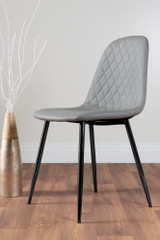 Carson White Marble Effect Square Dining Table & 2 Corona Black Leg Chairs - grey-corona-black-leg-modern-leather-dining-chair-2.jpg