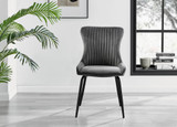 Carson White Marble Effect Dining Table & 4 Nora Black Leg Chairs - Nora-Dark Grey-Velvet-black-Leg-Dining-Chair-1.jpg