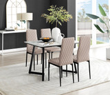 Carson White Marble Effect Dining Table & 4 Milan Black Leg Chairs - carson-4-seat-120cm-rectangle-dining-table-4-beige-leather-milan-black-chairs-set.jpg