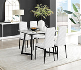 Carson White Marble Effect Dining Table & 4 Milan Black Leg Chairs - carson-4-seat-120cm-rectangle-dining-table-4-white-leather-milan-black-chairs-set.jpg