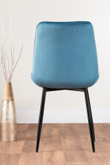 Carson White Marble Effect Dining Table & 4 Pesaro Black Leg Chairs - blue-pesaro-velvet-black-metal-modern-luxury-dining-chair-2.jpg