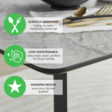 Carson White Marble Effect Dining Table & 4 Pesaro Black Leg Chairs - Carson Table Top - Infographic.png