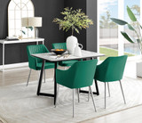 Carson White Marble Effect Dining Table & 4 Calla Silver Leg Chairs - carson-4-seat-120cm-rectangle-dining-table-4-green-velvet-calla-silver-chairs-set.jpg