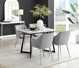 Carson White Marble Effect Dining Table & 4 Calla Silver Leg Chairs - carson-4-seat-120cm-rectangle-dining-table-4-grey-velvet-calla-silver-chairs-set.jpg