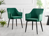 Carson White Marble Effect Dining Table & 6 Calla Black Leg Chairs - Calla-green-black-dining-chair.jpg