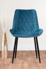 Carson White Marble Effect Dining Table & 6 Pesaro Black Leg Chairs - blue-pesaro-velvet-black-metal-modern-luxury-dining-chair.jpg