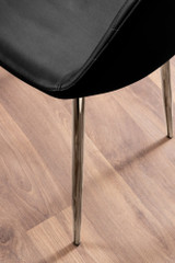 Novara White High Gloss Round Dining Table & 4 Corona Silver Leg Chairs - black-corona-chrome-leg-modern-leather-dining-chair-6_4.jpg