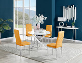 Novara White High Gloss Round Dining Table & 4 Milan Chrome Leg Chairs - novara-white-100-silver-metal-round-dining-table-4-mustard-leather-milan-silver-chairs-set.jpg