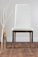 Novara White High Gloss Round Dining Table & 4 Milan Chrome Leg Chairs - white-modern-milan-dining-chair-leather-chrome_21.jpg