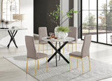 Novara White Marble Black Leg Round Dining Table & 4 Milan Gold Leg Chairs - novara-marble-100-black-metal-round-dining-table-4-beige-leather-milan-gold-chairs-set.jpg