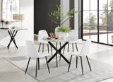 Novara White Marble Black Leg Round Dining Table & 4 Corona Black Leg Chairs - novara-marble-100-black-metal-round-dining-table-4-white-leather-corona-black-chairs-set.jpg