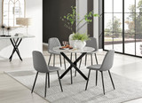 Novara White Marble Black Leg Round Dining Table & 4 Corona Black Leg Chairs - novara-marble-100-black-metal-round-dining-table-4-grey-leather-corona-black-chairs-set.jpg