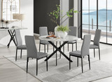 Novara White Marble Black Leg 120cm Round Dining Table & 6 Milan Black Leg Chairs - novara-marble-120-black-metal-round-dining-table-6-grey-leather-milan-black-chairs-set.jpg