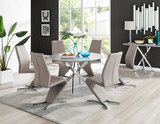 Novara Grey Concrete Effect 120cm Round Dining Table & 6 Willow Chairs - novara-concrete-120-silver-chrome-round-dining-table-6-beige-leather-willow-chairs-set.jpg