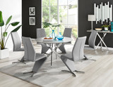 Novara Grey Concrete Effect 120cm Round Dining Table & 6 Willow Chairs - novara-concrete-120-silver-chrome-round-dining-table-6-grey-leather-willow-chairs-set.jpg