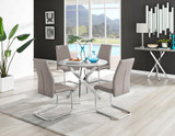 Novara Grey Concrete Effect Round Dining Table & 4 Lorenzo Chairs - novara-concrete-100-silver-chrome-round-dining-table-4-beige-leather-lorenzo-chairs-set.jpg