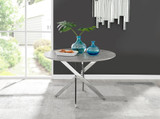 Novara Grey Concrete Effect 120cm Round Dining Table & 4 Milan Chrome Leg Chairs - novara-concrete-120-silver-chrome-modern-round-dining-table-2.jpg