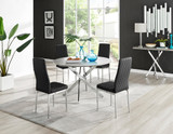 Novara Grey Concrete Effect 120cm Round Dining Table & 4 Milan Chrome Leg Chairs - novara-concrete-120-silver-chrome-round-dining-table-4-black-leather-milan-chairs-set.jpg