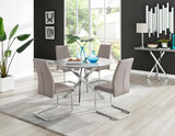 Novara Grey Concrete Effect 120cm Round Dining Table & 4 Lorenzo Chairs - novara-concrete-120-silver-chrome-round-dining-table-4-beige-leather-lorenzo-chairs-set.jpg