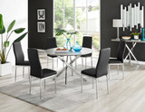 Novara Grey Concrete Effect 120cm Round Dining Table & 6 Milan Chrome Leg Chairs - novara-concrete-120-silver-chrome-round-dining-table-6-black-leather-milan-chairs-set.jpg