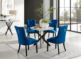 Novara White Marble Black Leg Round Dining Table & 4 Belgravia Black Leg Chairs - novara-marble-100-black-round-dining-table-4-blue-velvet-belgravia-chairs.jpg