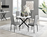 Novara White Gloss Black Leg Round Dining Table & 4 Milan Black Leg Chairs - novara-white-100-black-metal-round-dining-table-4-grey-leather-milan-black-chairs-set.jpg