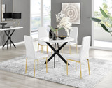 Novara White Gloss Black Leg Round Dining Table & 4 Milan Gold Leg Chairs - novara-white-100-black-metal-round-dining-table-4-white-leather-milan-gold-chairs-set.jpg