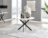 Novara White Gloss Black Leg 120cm Round Dining Table & 4 Corona Black Leg Chairs - novara-white-120-black-metal-modern-round-dining-table-1.jpg