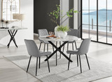 Novara White Marble Black Leg 120cm Round Dining Table & 4 Pesaro Black Leg Chairs - novara-marble-120-black-metal-round-dining-table-4-grey-velvet-pesaro-black-chairs-set.jpg