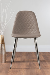 Novara Grey Concrete Effect Round Dining Table & 4 Corona Silver Leg Chairs - beige-corona-chrome-leg-modern-leather-dining-chair-1_1_3.jpg