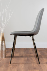 Novara Grey Concrete Effect Round Dining Table & 4 Corona Silver Leg Chairs - grey-corona-chrome-leg-modern-leather-dining-chair-3.jpg