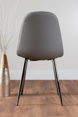 Novara Grey Concrete Effect Round Dining Table & 4 Corona Silver Leg Chairs - grey-corona-chrome-leg-modern-leather-dining-chair-4.jpg