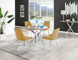 Novara Grey Concrete Effect Round Dining Table & 4 Pesaro Silver Leg Chairs - novara-concrete-100-chrome-round-dining-table-4-mustard-velvet-pesaro-silver-chairs.jpg