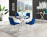 Novara Grey Concrete Effect Round Dining Table & 4 Pesaro Silver Leg Chairs - novara-concrete-100-chrome-round-dining-table-4-navy-velvet-pesaro-silver-chairs.jpg