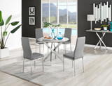 Novara Grey Concrete Effect Round Dining Table & 4 Milan Chrome Leg Chairs - novara-concrete-100-silver-chrome-round-dining-table-4-grey-leather-milan-chairs-set.jpg