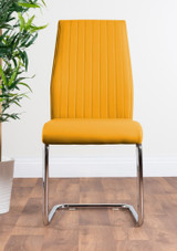 Novara Grey Concrete Effect 120cm Round Dining Table & 6 Lorenzo Chairs - 2-mustard-lorenzo-modern-leather-dining-chairs-seats-chrome-2_26.jpg