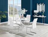 Novara White High Gloss Round Dining Table & 4 Lorenzo Chairs - novara-white-100-silver-metal-round-dining-table-4-white-leather-lorenzo-chairs-set.jpg