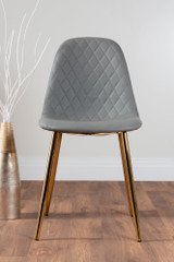 Novara White Gloss Gold Leg Round Dining Table & 4 Corona Gold Leg Chairs - grey-corona-gold-leg-modern-leather-dining-chair-1.jpg