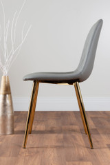 Novara White Gloss Gold Leg Round Dining Table & 4 Corona Gold Leg Chairs - grey-corona-gold-leg-modern-leather-dining-chair-3.jpg