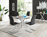 Novara Grey Concrete Effect 120cm Round Dining Table & 4 Murano Chairs - novara-concrete-120-silver-chrome-round-dining-table-4-black-leather-murano-chairs-set.jpg