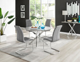 Novara Grey Concrete Effect 120cm Round Dining Table & 4 Murano Chairs - novara-concrete-120-silver-chrome-round-dining-table-4-grey-leather-murano-chairs-set.jpg
