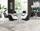 Novara Grey Concrete Effect 120cm Round Dining Table & 6 Pesaro Silver Leg Chairs - novara-concrete-120-chrome-round-dining-table-6-black-velvet-pesaro-silver-chairs.jpg