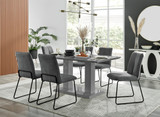 Imperia High Gloss Grey Dining Table & 6 Halle Chairs - Imperia-6-grey-gloss-rectangular-dining-table-6-dark grey-fabric-halle-silver-chairs-set.jpg