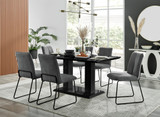 Imperia High Gloss Black Dining Table & 6 Halle Chairs - Imperia-6-black-gloss-rectangular-dining-table-6-dark grey-fabric-halle-silver-chairs-set.jpg
