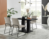 Imperia High Gloss Black Dining Table & 4 Halle Chairs - Imperia-4-black-gloss-rectangular-dining-table-4-beige-fabric-halle-silver-chairs-set.jpg