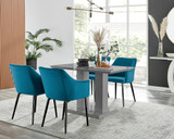 Imperia High Gloss Grey Dining Table & 4 Calla Black Leg Chairs - Imperia-4-grey-gloss-rectangular-dining-table-4-blue-velvet-calla-black-chairs-set.jpg